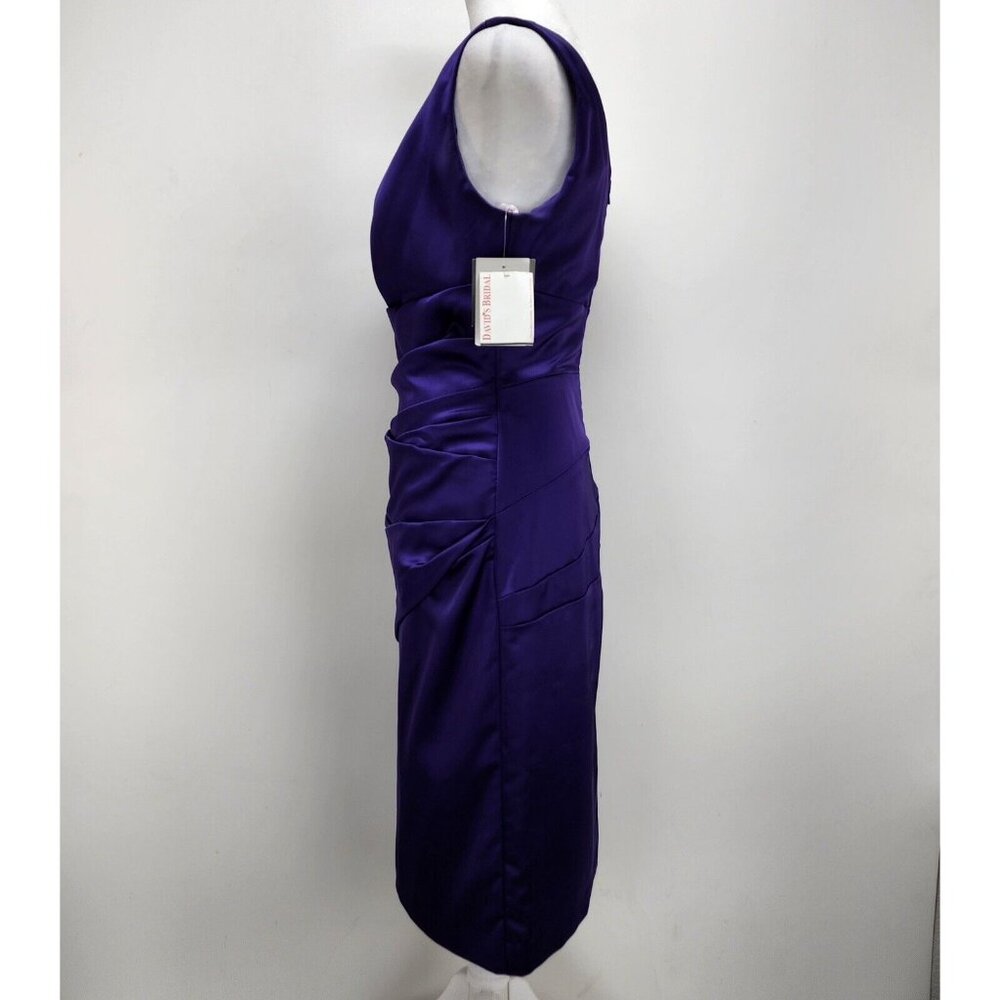 David's Bridal Dress Size 2 Women’s Purple One-Shoulder Stretch Satin New - Picture 3 of 14